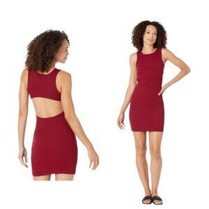 L*Space Ryan Bodycon Mini Dress Size Small S Red Micro Rib Knit Tank Back Cut Ou
